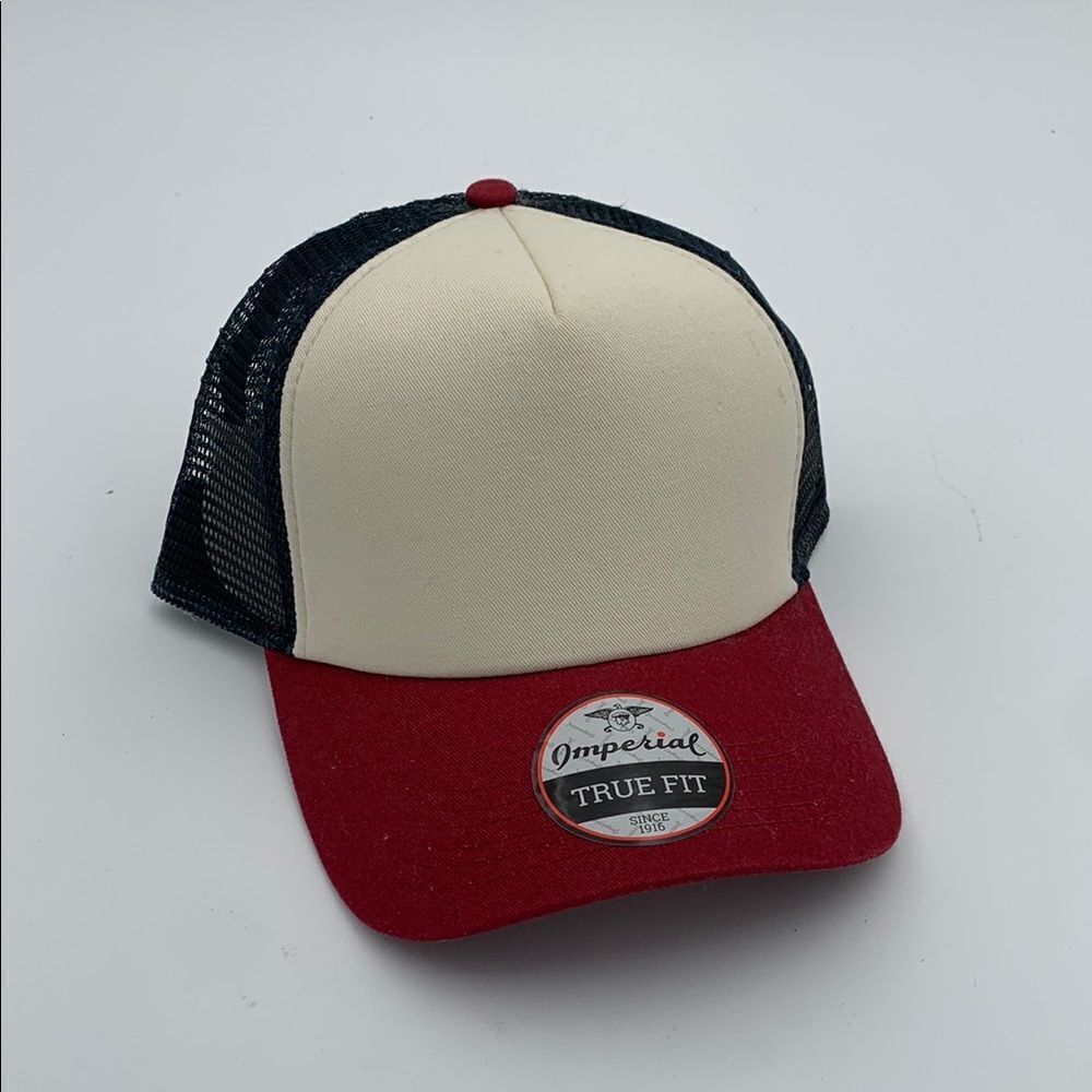 Adult Red and Cream Trucker Hat one size NWT
